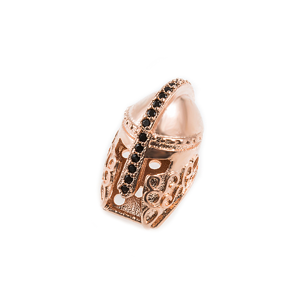 CZ Rhinestone Knight Helmet Space Beads for Jewelry DIY Bracelet Making Fashion Metal Brass Micro Pave Crystal Geometry Metal Accessories