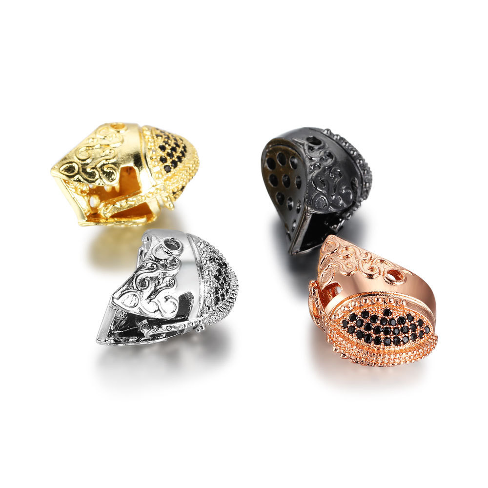 CZ Rhinestone Knight Helmet Space Beads for Jewelry DIY Bracelet Making Fashion Metal Brass Micro Pave Crystal Geometry Metal Accessories
