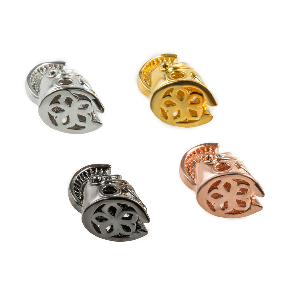 CZ Rhinestone Knight Helmet Space Beads for Jewelry DIY Bracelet Making Fashion Metal Brass Micro Pave Crystal Geometry Metal Accessories