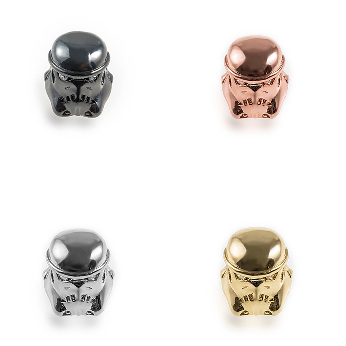 CZ Rhinestone Knight Helmet Space Beads for Jewelry DIY Bracelet Making Fashion Metal Brass Micro Pave Crystal Geometry Metal Accessories