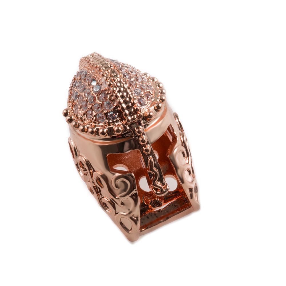 CZ Rhinestone Knight Helmet Space Beads for Jewelry DIY Bracelet Making Fashion Metal Brass Micro Pave Crystal Geometry Metal Accessories