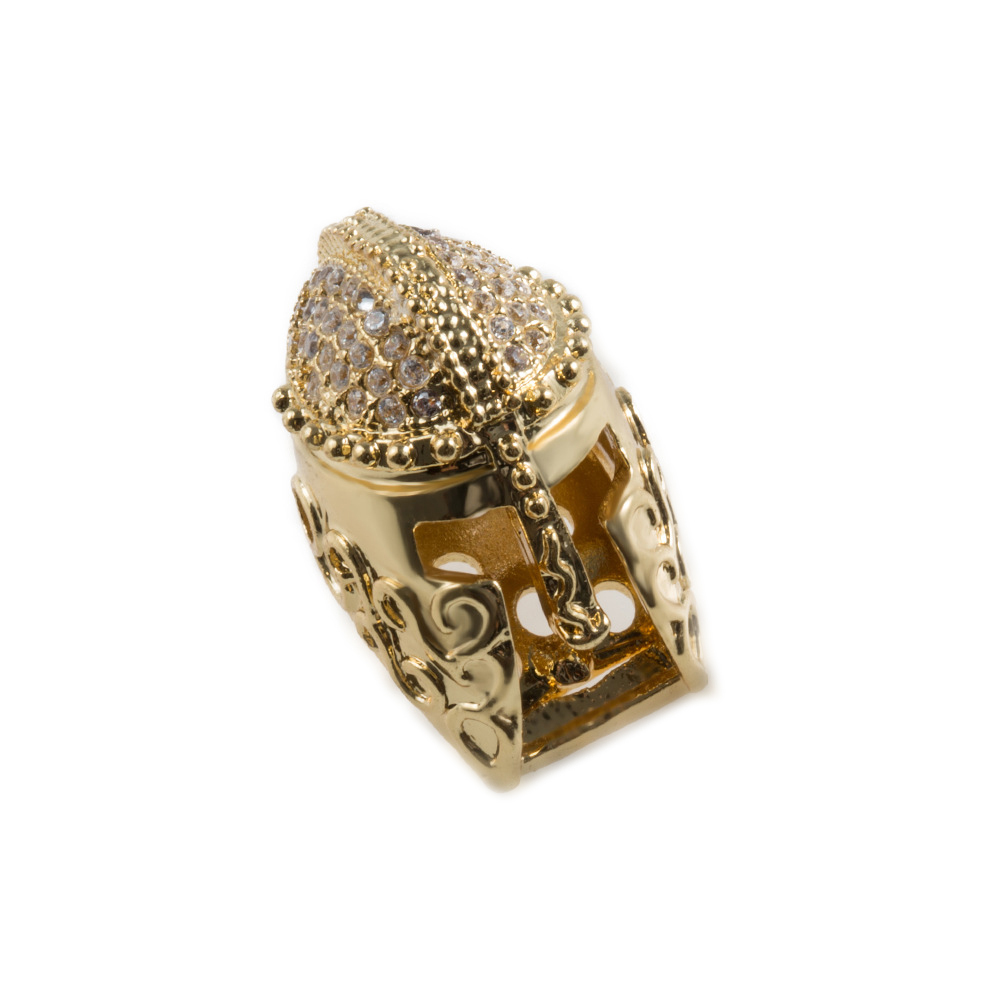 CZ Rhinestone Knight Helmet Space Beads for Jewelry DIY Bracelet Making Fashion Metal Brass Micro Pave Crystal Geometry Metal Accessories