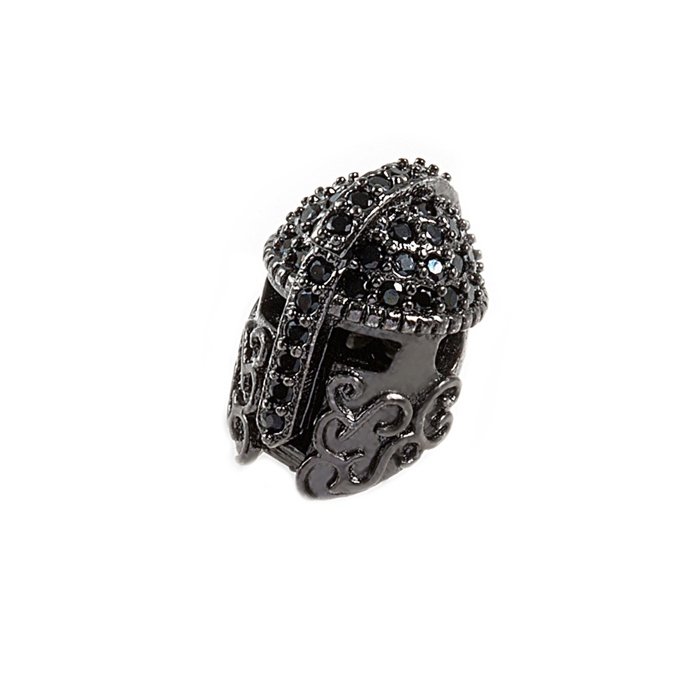 CZ Rhinestone Knight Helmet Space Beads for Jewelry DIY Bracelet Making Fashion Metal Brass Micro Pave Crystal Geometry Metal Accessories