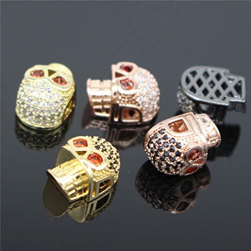 CZ Rhinestone Skull Space Beads for Jewelry DIY Bracelet Making Fashion Metal Brass Micro Pave Crystal Geometry Helmet  Accessories