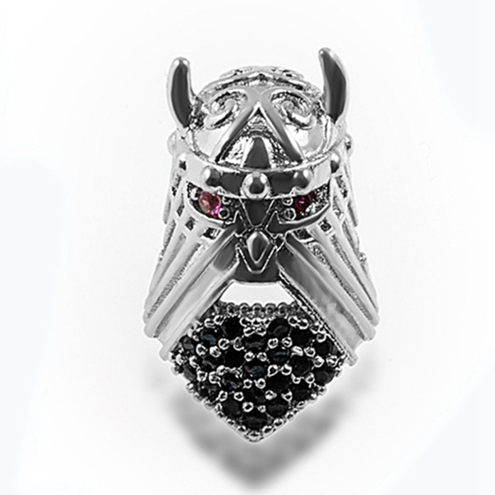 CZ Rhinestone Knight Helmet Space Beads for Jewelry DIY Bracelet Making Fashion Metal Brass Micro Pave Crystal Geometry Metal Accessories