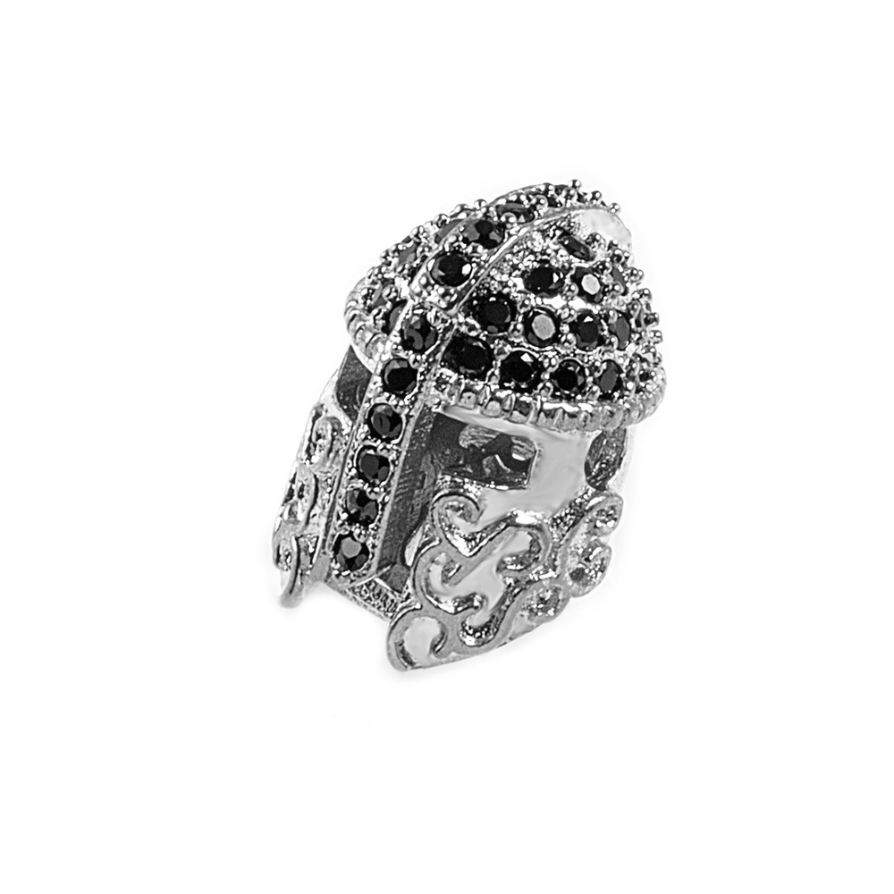 CZ Rhinestone Knight Helmet Space Beads for Jewelry DIY Bracelet Making Fashion Metal Brass Micro Pave Crystal Geometry Metal Accessories