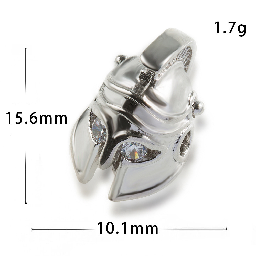 CZ Rhinestone Knight Helmet Space Beads for Jewelry DIY Bracelet Making Fashion Metal Brass Micro Pave Crystal Geometry Metal Accessories