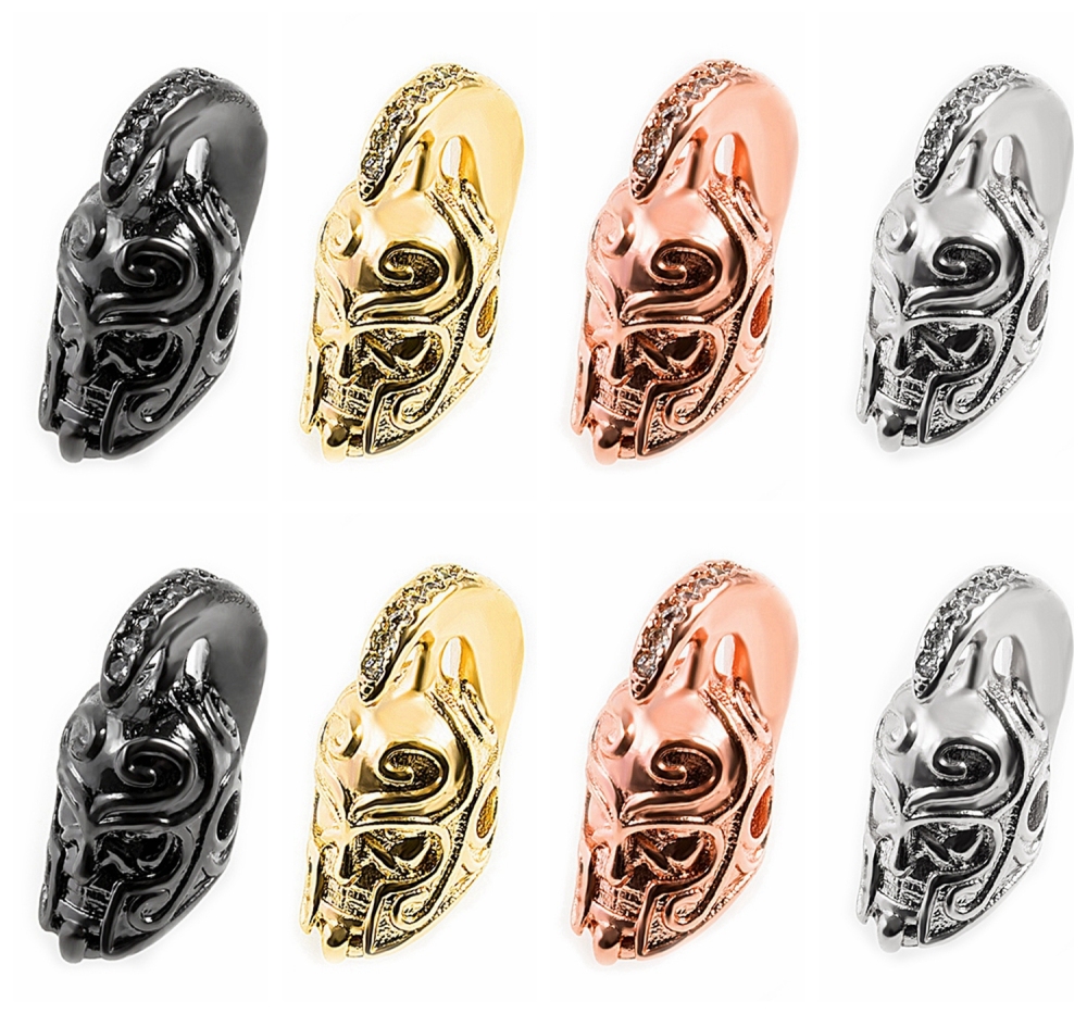 CZ Rhinestone Knight Helmet Space Beads for Jewelry DIY Bracelet Making Fashion Metal Brass Micro Pave Crystal Geometry Metal Accessories