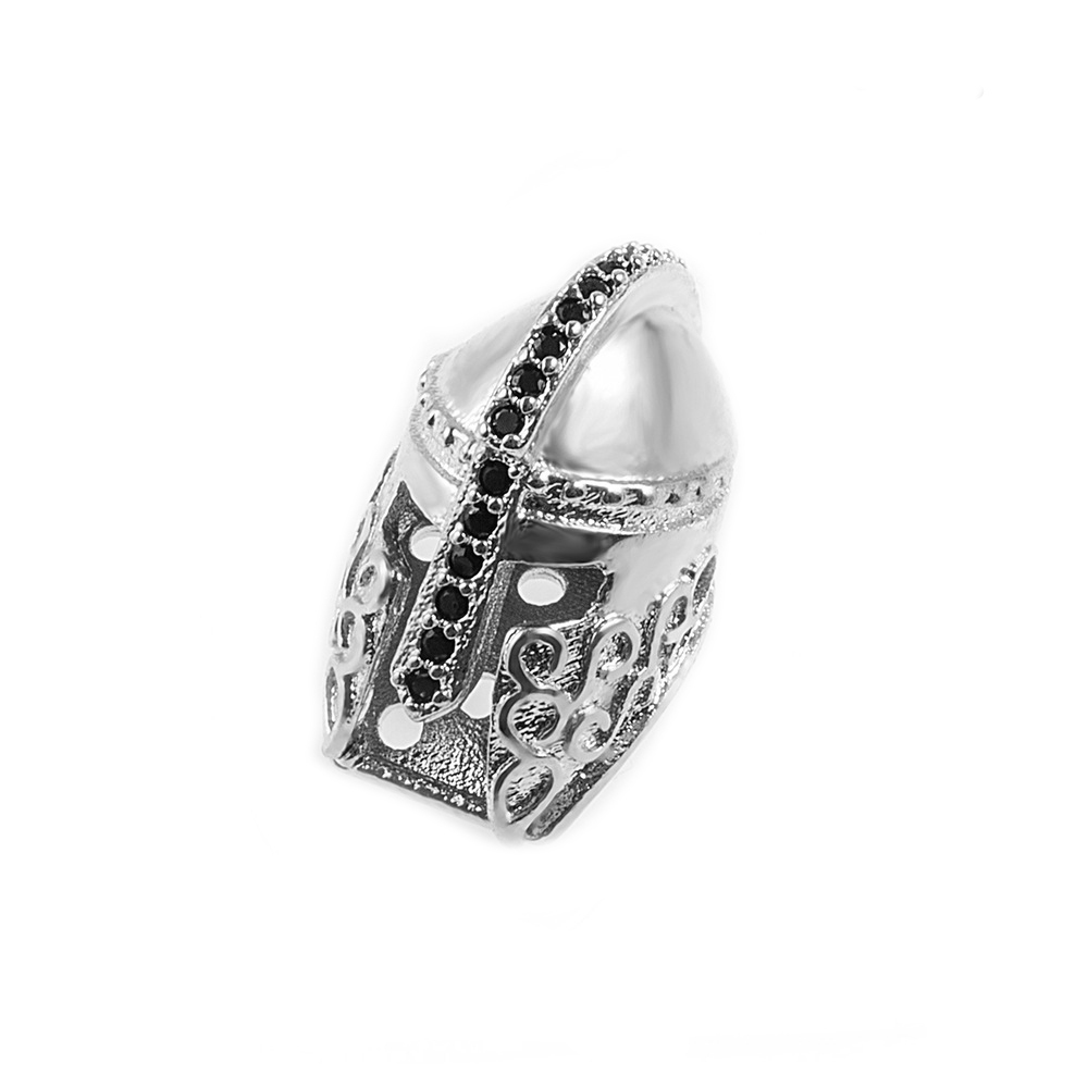 CZ Rhinestone Knight Helmet Space Beads for Jewelry DIY Bracelet Making Fashion Metal Brass Micro Pave Crystal Geometry Metal Accessories