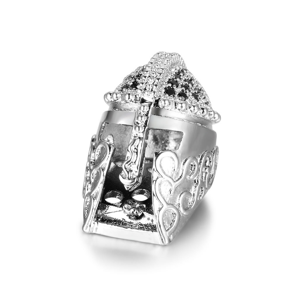CZ Rhinestone Knight Helmet Space Beads for Jewelry DIY Bracelet Making Fashion Metal Brass Micro Pave Crystal Geometry Metal Accessories