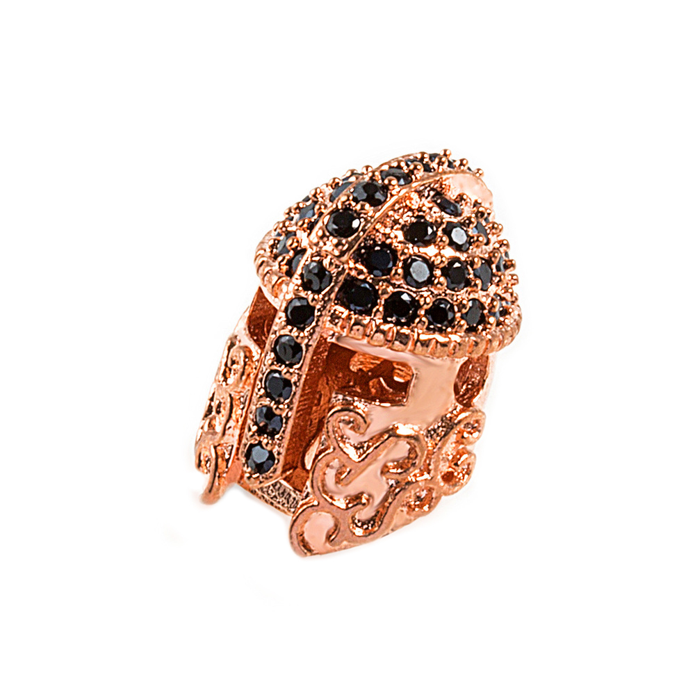 CZ Rhinestone Knight Helmet Space Beads for Jewelry DIY Bracelet Making Fashion Metal Brass Micro Pave Crystal Geometry Metal Accessories