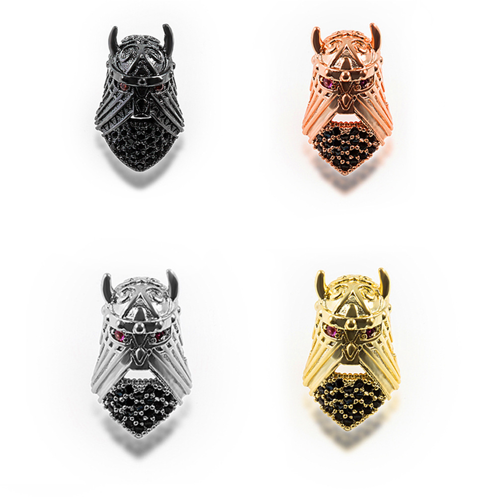 CZ Rhinestone Knight Helmet Space Beads for Jewelry DIY Bracelet Making Fashion Metal Brass Micro Pave Crystal Geometry Metal Accessories