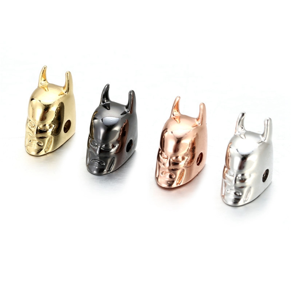 Batman Helmet Space Beads for Jewelry DIY Bracelet Making Fashion Metal Brass Micro Pave Crystal Geometry Metal Accessories