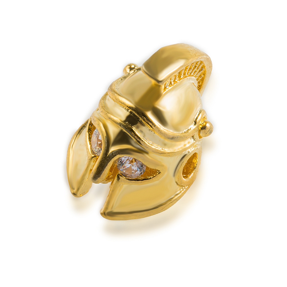 CZ Rhinestone Knight Helmet Space Beads for Jewelry DIY Bracelet Making Fashion Metal Brass Micro Pave Crystal Geometry Metal Accessories