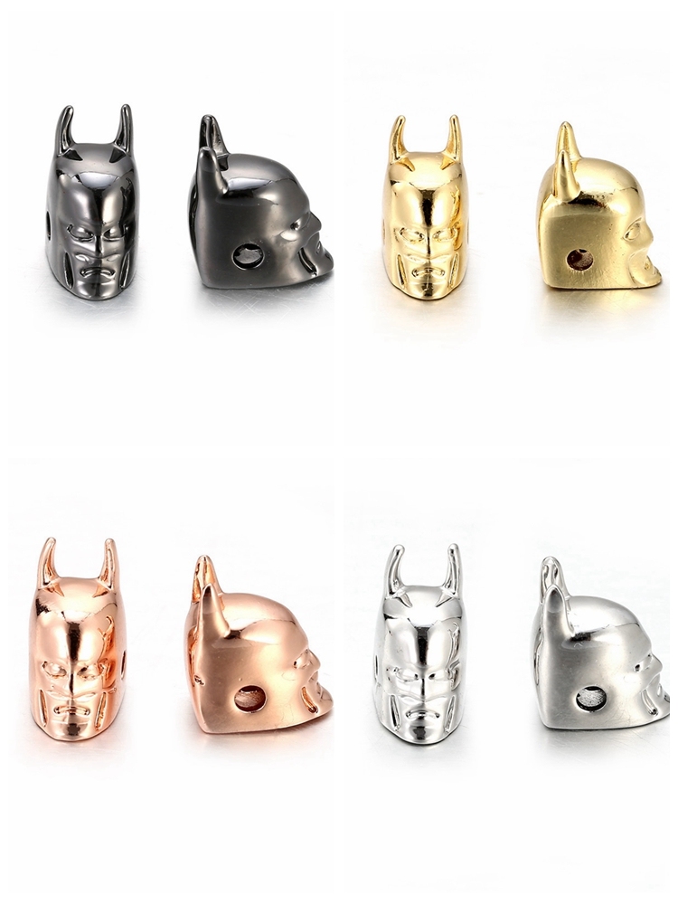 Batman Helmet Space Beads for Jewelry DIY Bracelet Making Fashion Metal Brass Micro Pave Crystal Geometry Metal Accessories