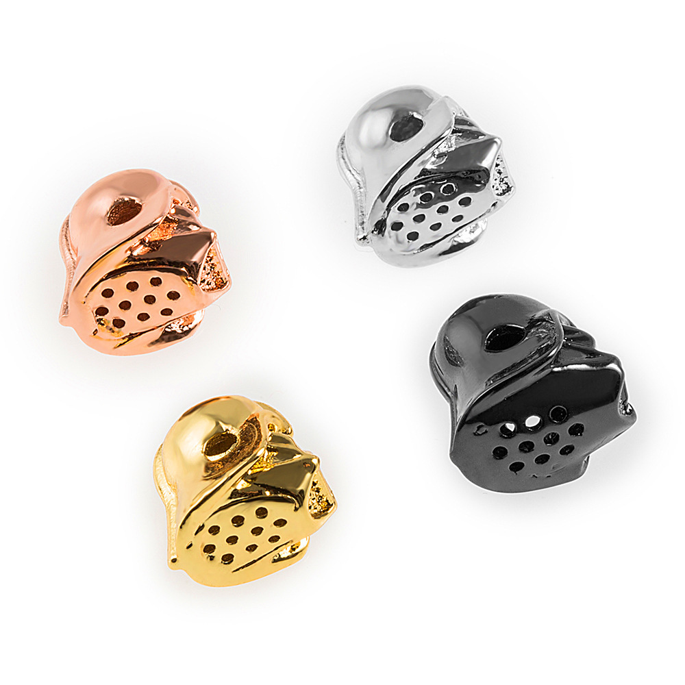 CZ Rhinestone Knight Helmet Space Beads for Jewelry DIY Bracelet Making Fashion Metal Brass Micro Pave Crystal Geometry Metal Accessories