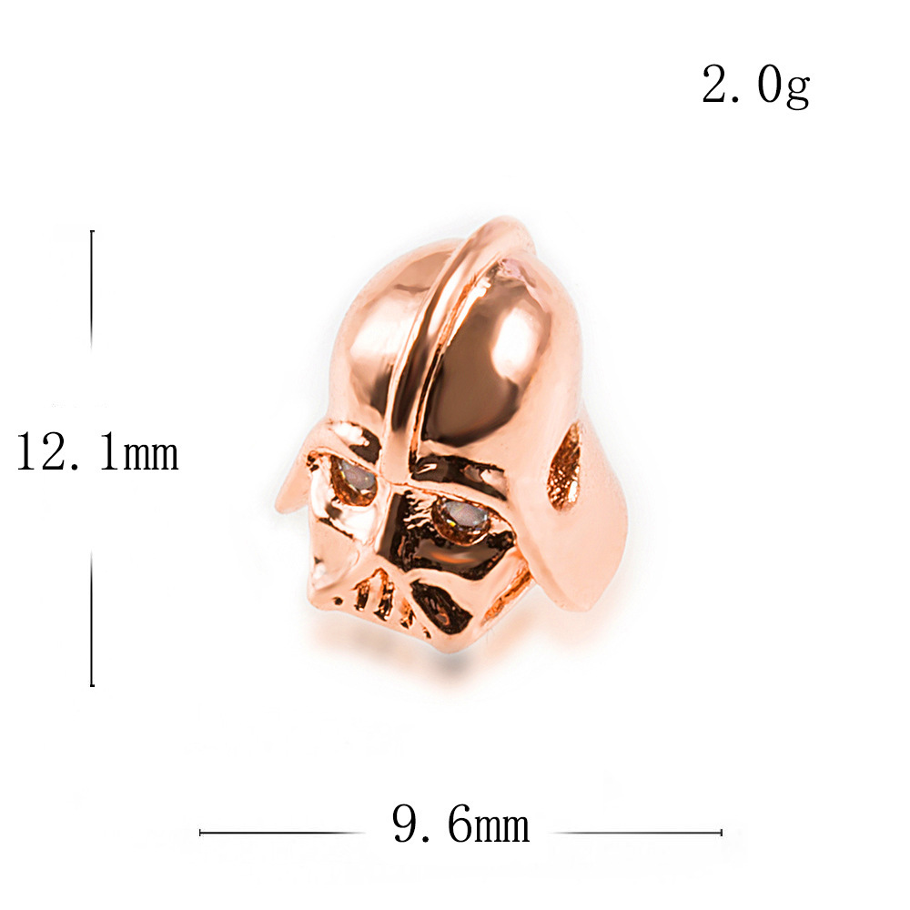 CZ Rhinestone Knight Helmet Space Beads for Jewelry DIY Bracelet Making Fashion Metal Brass Micro Pave Crystal Geometry Metal Accessories