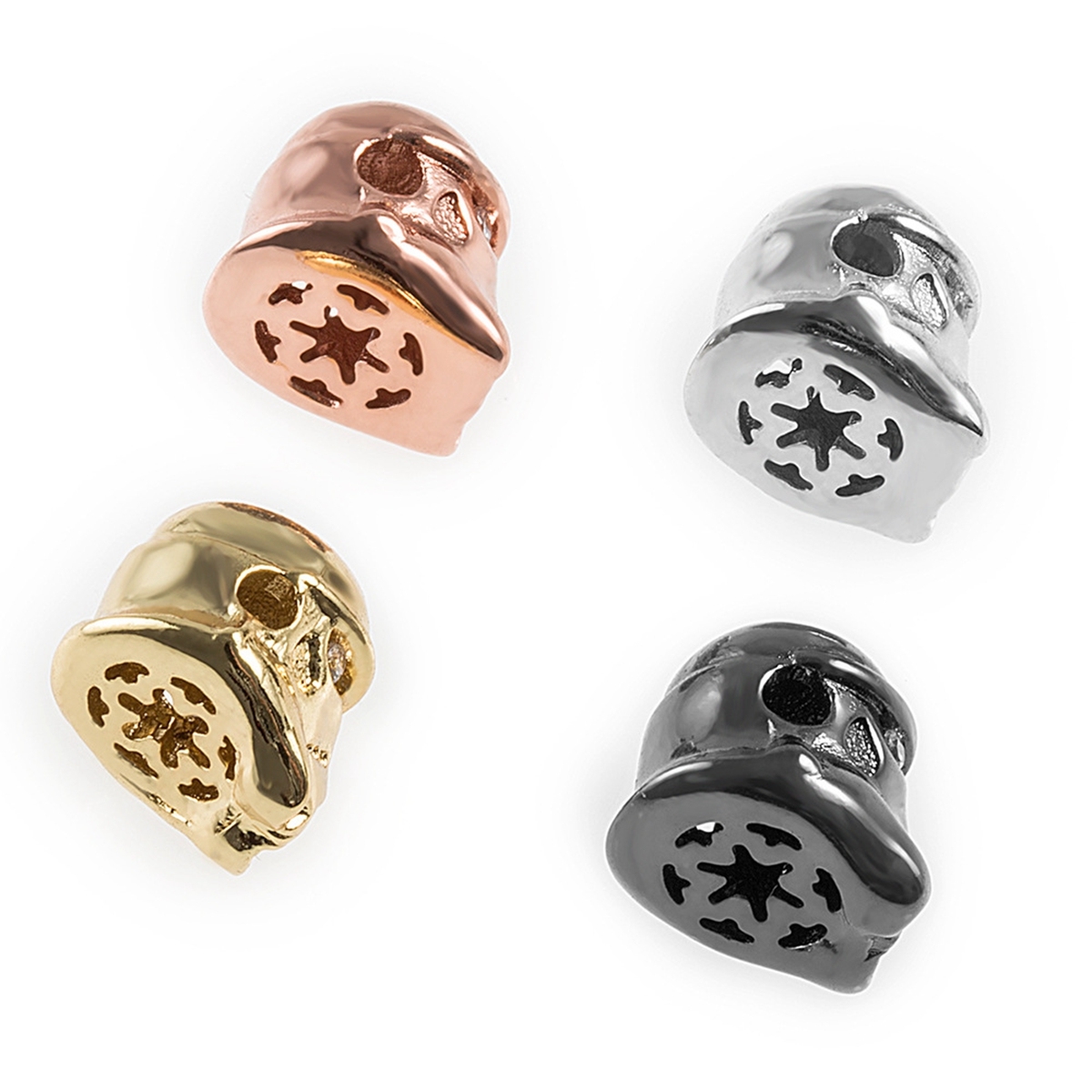 CZ Rhinestone Knight Helmet Space Beads for Jewelry DIY Bracelet Making Fashion Metal Brass Micro Pave Crystal Geometry Metal Accessories