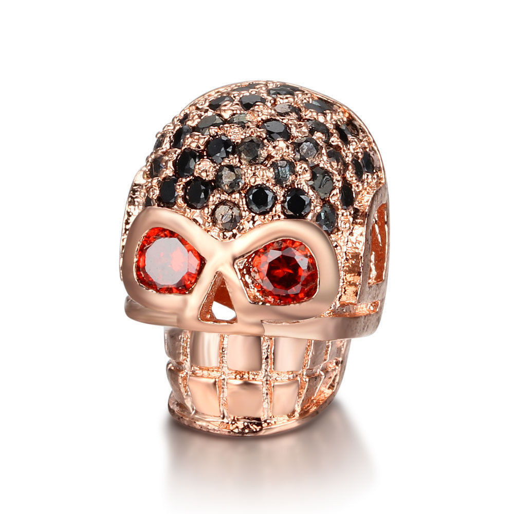 CZ Rhinestone Skull Space Beads for Jewelry DIY Bracelet Making Fashion Metal Brass Micro Pave Crystal Geometry Helmet  Accessories