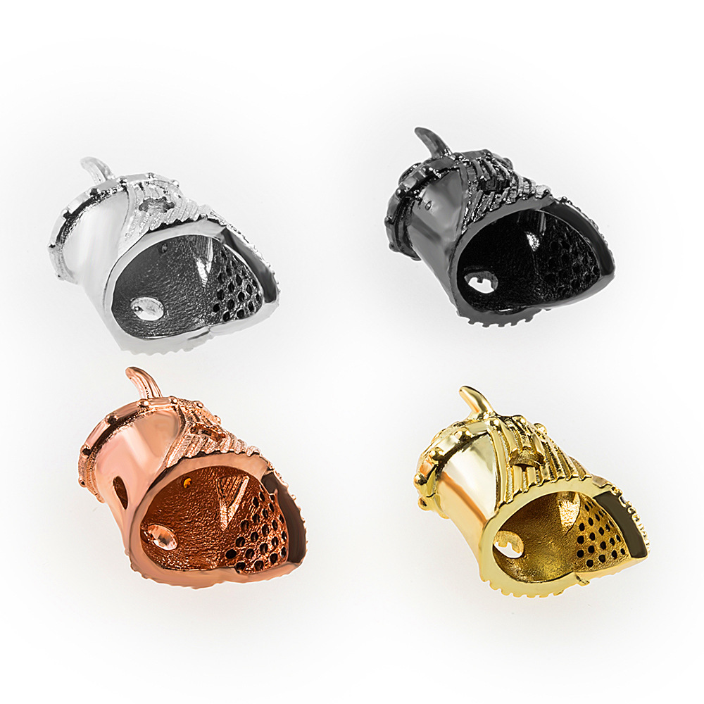 CZ Rhinestone Knight Helmet Space Beads for Jewelry DIY Bracelet Making Fashion Metal Brass Micro Pave Crystal Geometry Metal Accessories