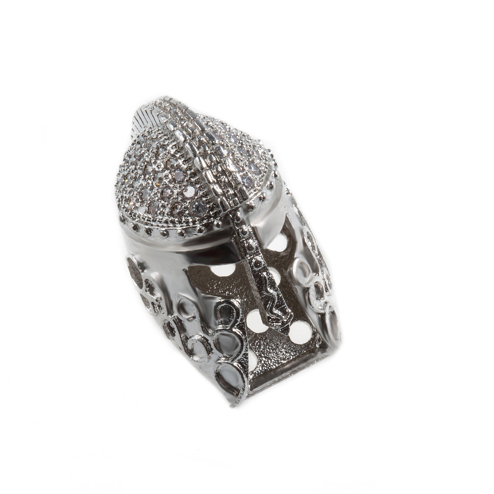 CZ Rhinestone Knight Helmet Space Beads for Jewelry DIY Bracelet Making Fashion Metal Brass Micro Pave Crystal Geometry Metal Accessories