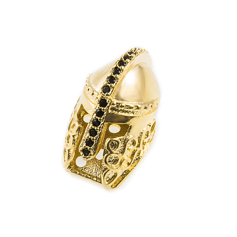 CZ Rhinestone Knight Helmet Space Beads for Jewelry DIY Bracelet Making Fashion Metal Brass Micro Pave Crystal Geometry Metal Accessories