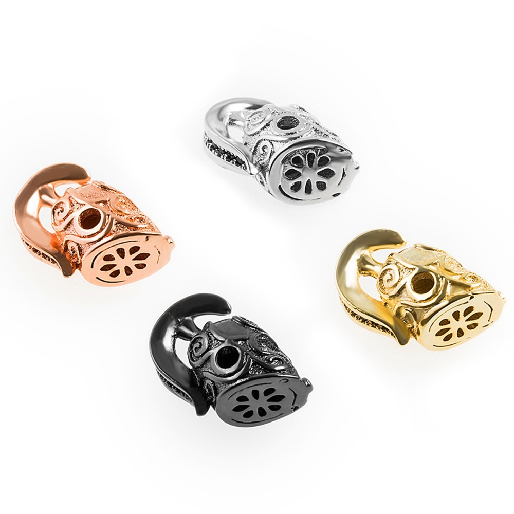 CZ Rhinestone Knight Helmet Space Beads for Jewelry DIY Bracelet Making Fashion Metal Brass Micro Pave Crystal Geometry Metal Accessories