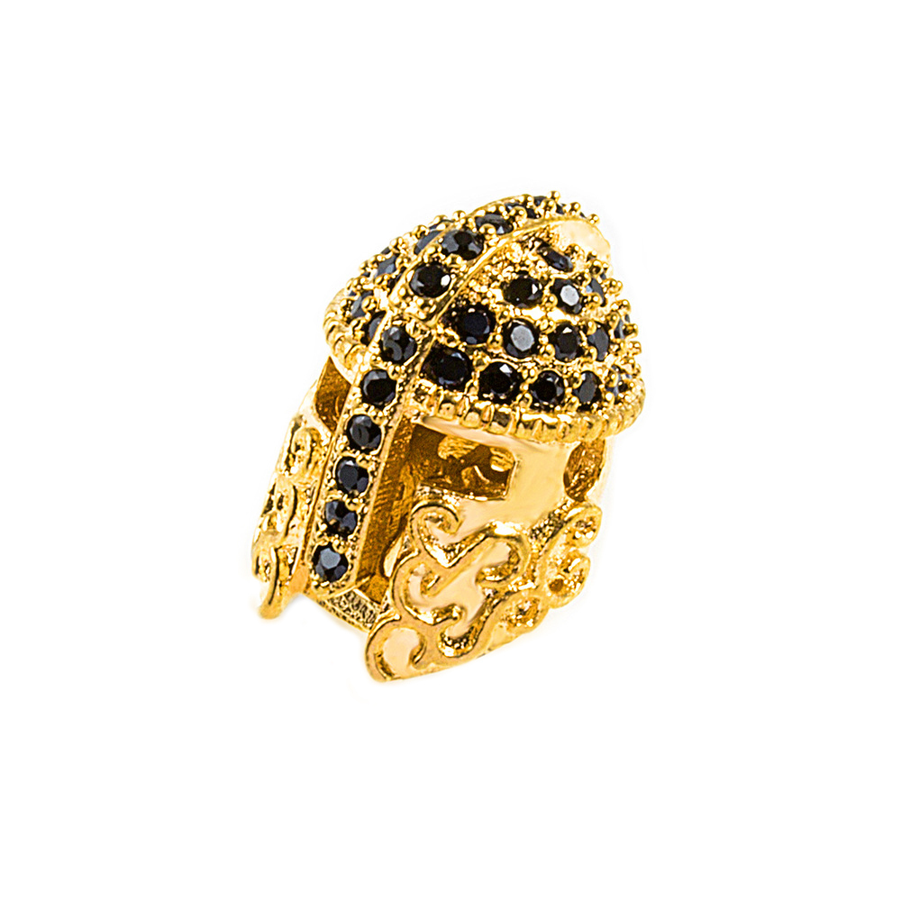 CZ Rhinestone Knight Helmet Space Beads for Jewelry DIY Bracelet Making Fashion Metal Brass Micro Pave Crystal Geometry Metal Accessories