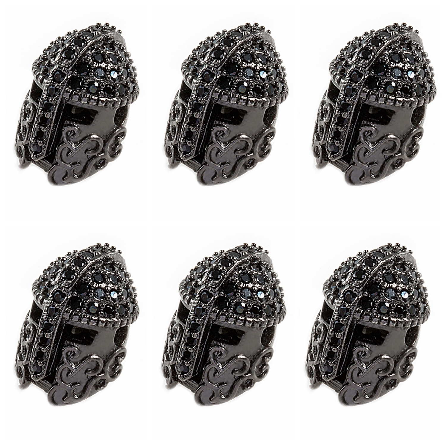 CZ Rhinestone Knight Helmet Space Beads for Jewelry DIY Bracelet Making Fashion Metal Brass Micro Pave Crystal Geometry Metal Accessories