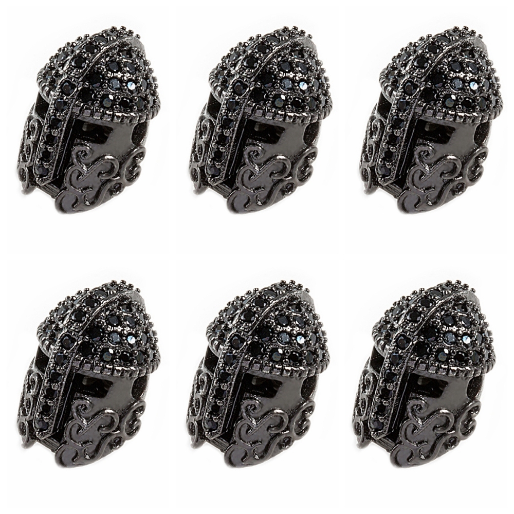 CZ Rhinestone Knight Helmet Space Beads for Jewelry DIY Bracelet Making Fashion Metal Brass Micro Pave Crystal Geometry Metal Accessories