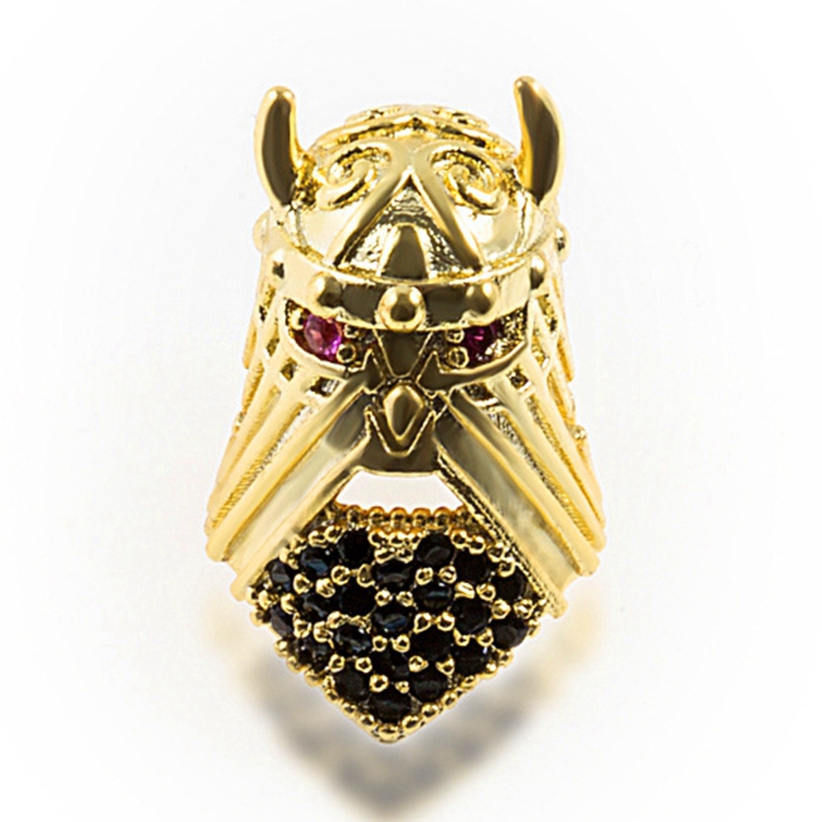 CZ Rhinestone Knight Helmet Space Beads for Jewelry DIY Bracelet Making Fashion Metal Brass Micro Pave Crystal Geometry Metal Accessories