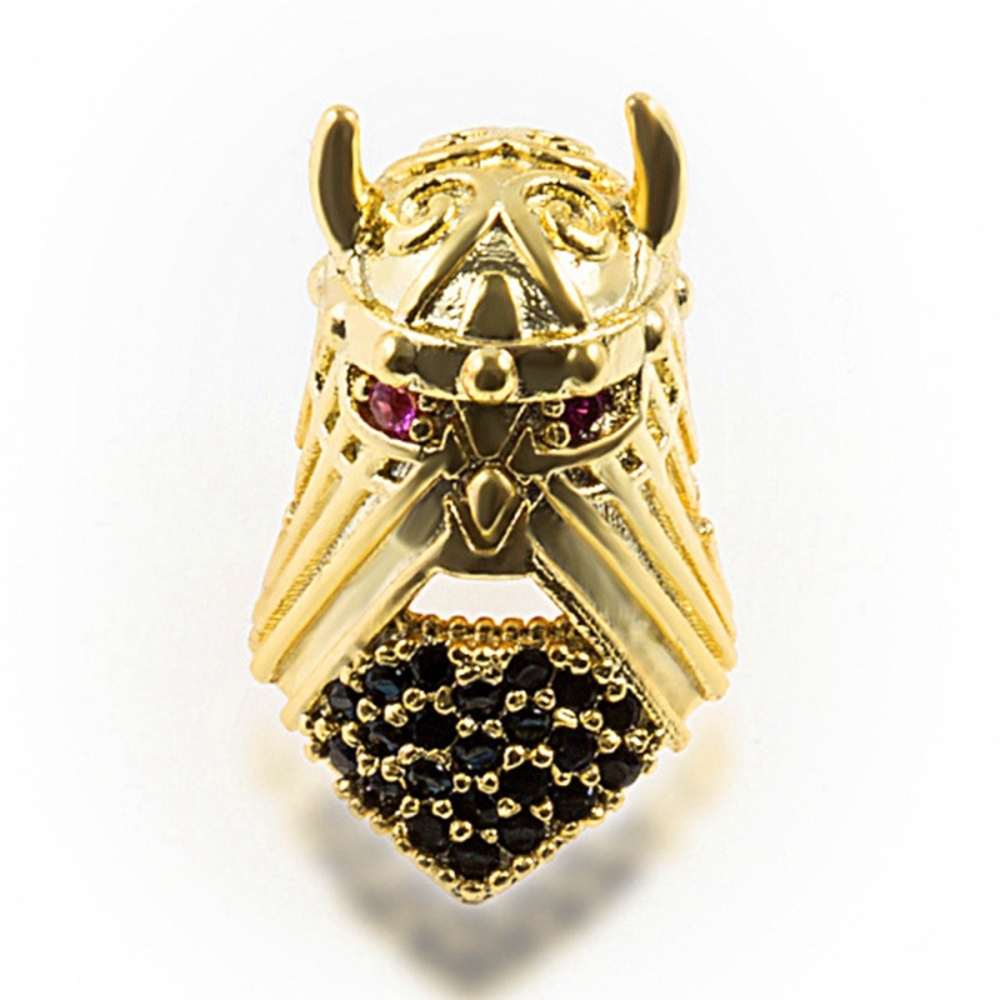 CZ Rhinestone Knight Helmet Space Beads for Jewelry DIY Bracelet Making Fashion Metal Brass Micro Pave Crystal Geometry Metal Accessories