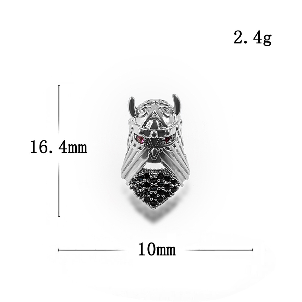 CZ Rhinestone Knight Helmet Space Beads for Jewelry DIY Bracelet Making Fashion Metal Brass Micro Pave Crystal Geometry Metal Accessories