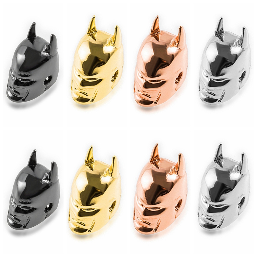 Batman Helmet Space Beads for Jewelry DIY Bracelet Making Fashion Metal Brass Micro Pave Crystal Geometry Metal Accessories