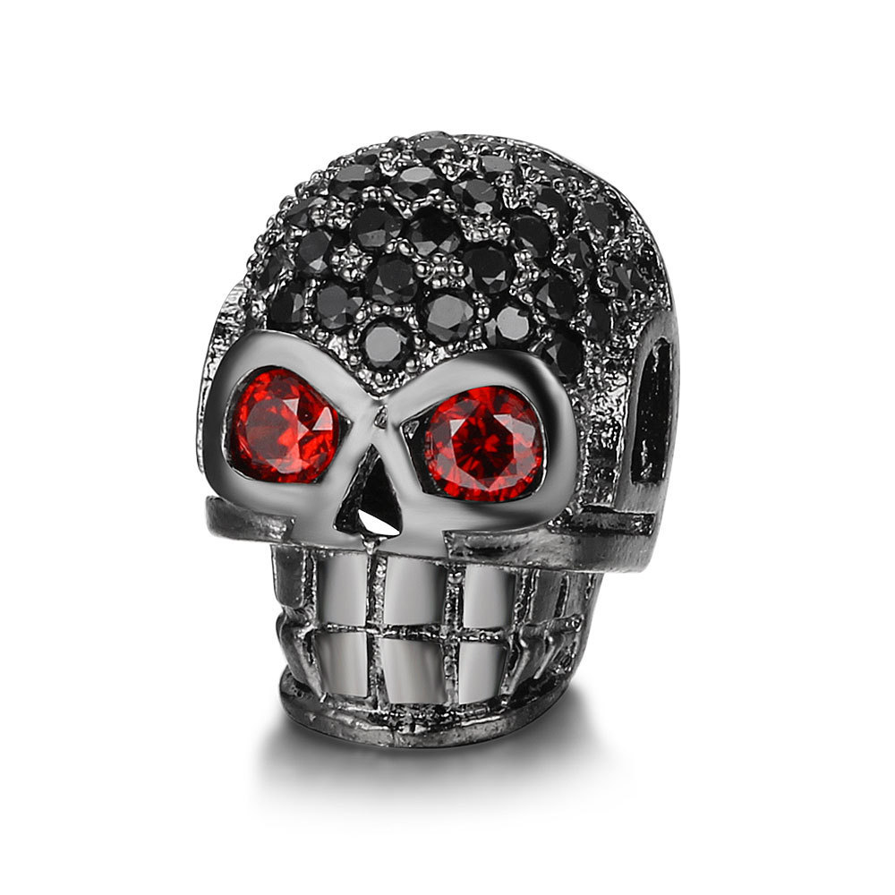 CZ Rhinestone Skull Space Beads for Jewelry DIY Bracelet Making Fashion Metal Brass Micro Pave Crystal Geometry Helmet  Accessories