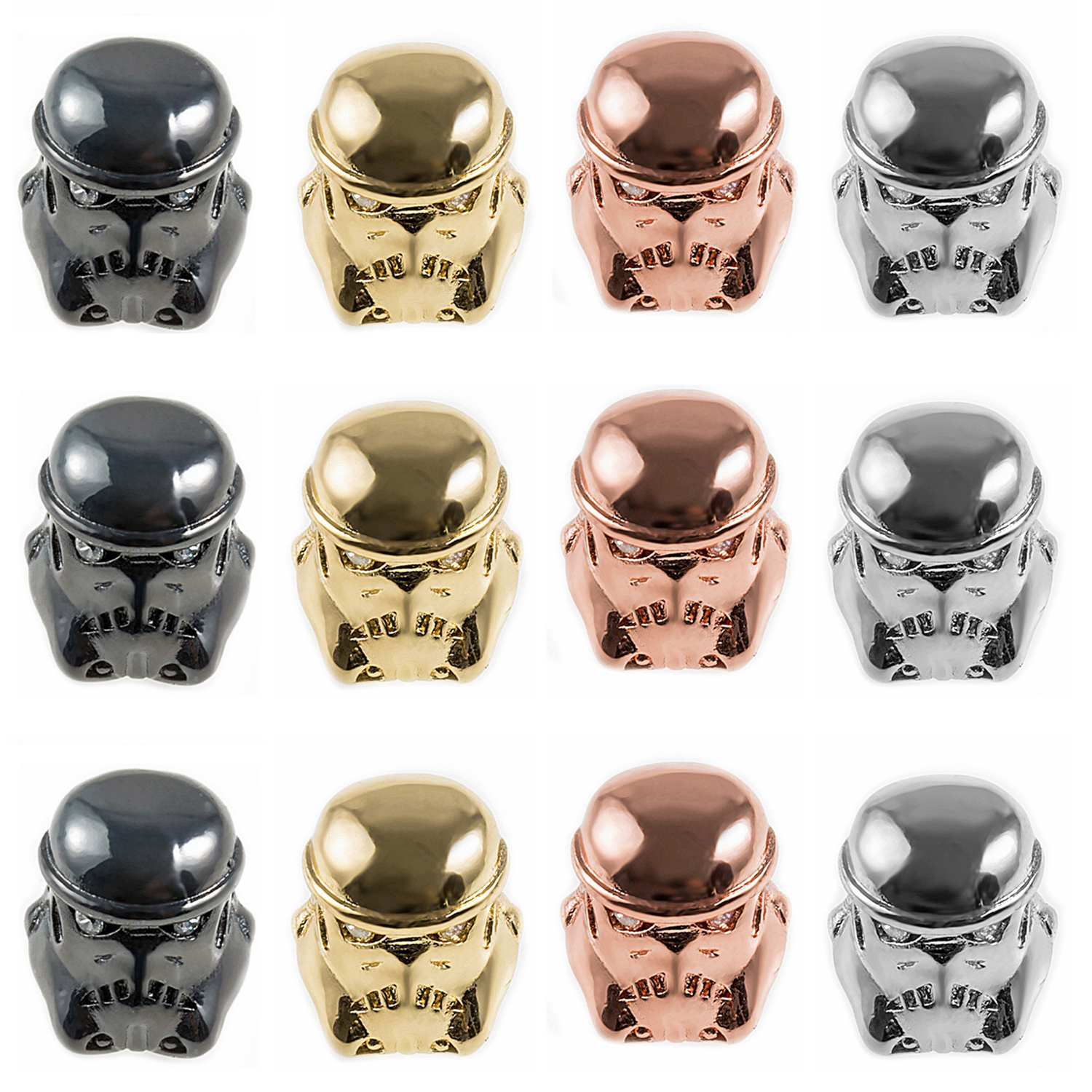 CZ Rhinestone Knight Helmet Space Beads for Jewelry DIY Bracelet Making Fashion Metal Brass Micro Pave Crystal Geometry Metal Accessories