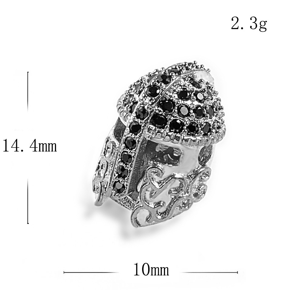 CZ Rhinestone Knight Helmet Space Beads for Jewelry DIY Bracelet Making Fashion Metal Brass Micro Pave Crystal Geometry Metal Accessories