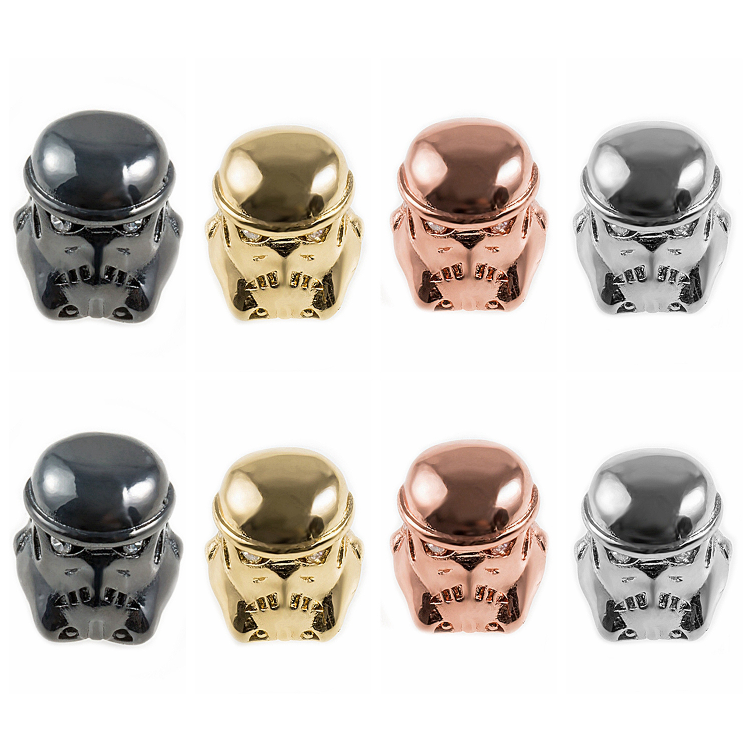 CZ Rhinestone Knight Helmet Space Beads for Jewelry DIY Bracelet Making Fashion Metal Brass Micro Pave Crystal Geometry Metal Accessories
