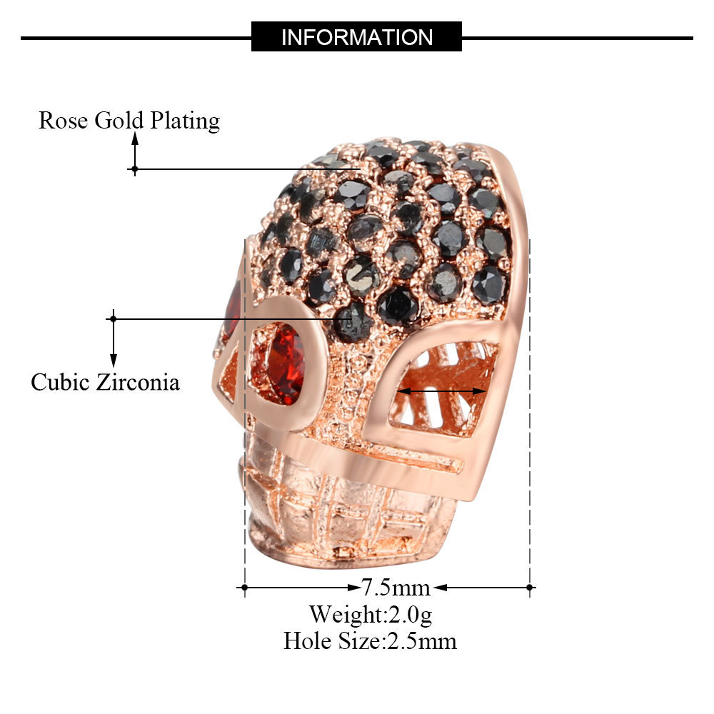 CZ Rhinestone Skull Space Beads for Jewelry DIY Bracelet Making Fashion Metal Brass Micro Pave Crystal Geometry Helmet  Accessories