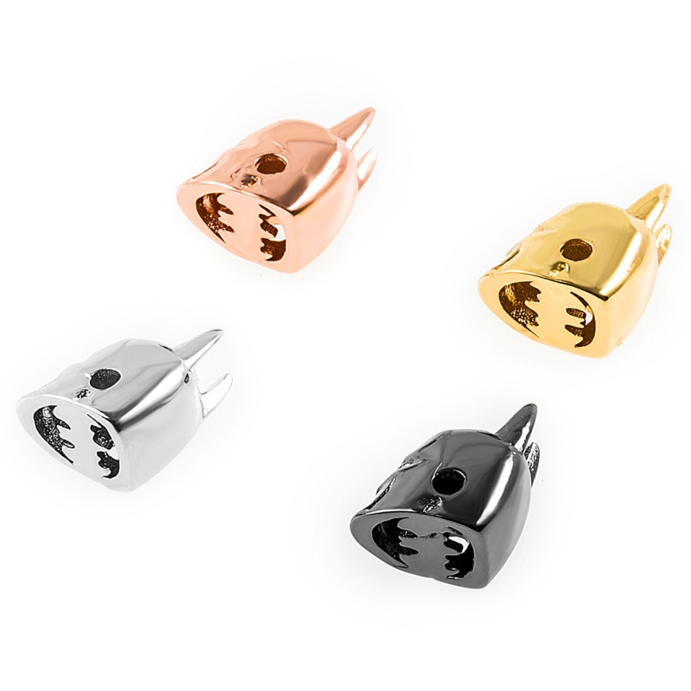 Batman Helmet Space Beads for Jewelry DIY Bracelet Making Fashion Metal Brass Micro Pave Crystal Geometry Metal Accessories