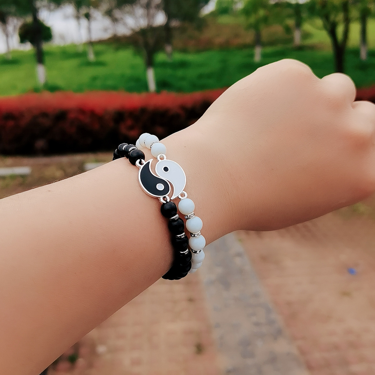 Best Friend Bracelets for 2 Matching Yin Yang  Attraction Distance Relationship Adjustable Bead for Bff Friendship Relationship Boyfriend Girlfriend V