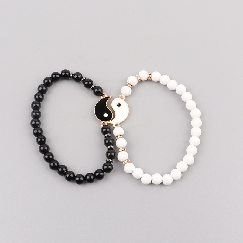 Best Friend Bracelets for 2 Matching Yin Yang  Attraction Distance Relationship Adjustable Bead for Bff Friendship Relationship Boyfriend Girlfriend V