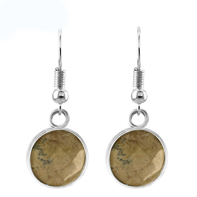 Women Disc Gemstone Earrings Healing Chakra Crystal Spiritual Energy Reiki Balancing Faceted Stone Ear Jewelry