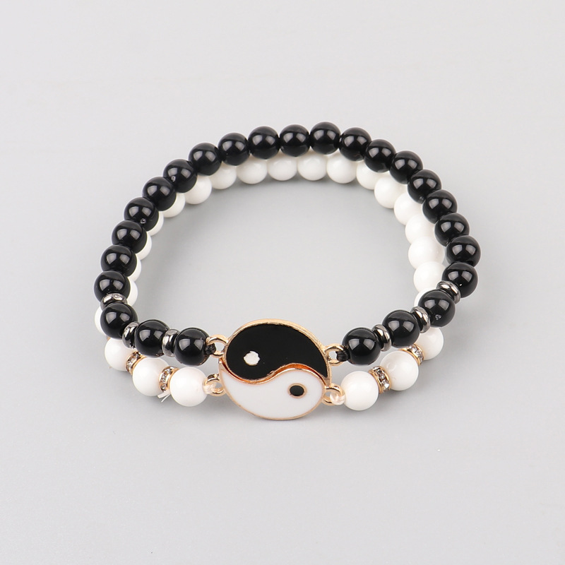 Best Friend Bracelets for 2 Matching Yin Yang  Attraction Distance Relationship Adjustable Bead for Bff Friendship Relationship Boyfriend Girlfriend V