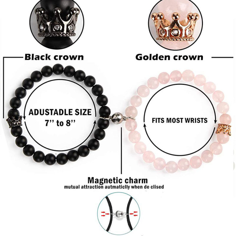 Couples Bracelets Magnetic Distance King&Queen Crown Couple Bracelets His and Her Lover Bracelet Jewelry