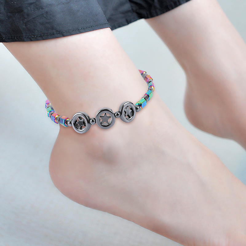 Slimming Magnetic Hematite Anklet Bracelet Energy Healing Anklets Fit Slimming Balance Root Chakra Aabsorbs Negative Energy，Relief Pain Hematite Ankle