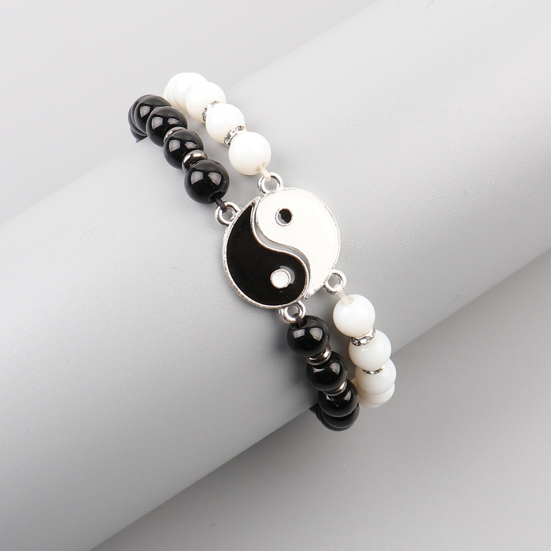 Best Friend Bracelets for 2 Matching Yin Yang  Attraction Distance Relationship Adjustable Bead for Bff Friendship Relationship Boyfriend Girlfriend V