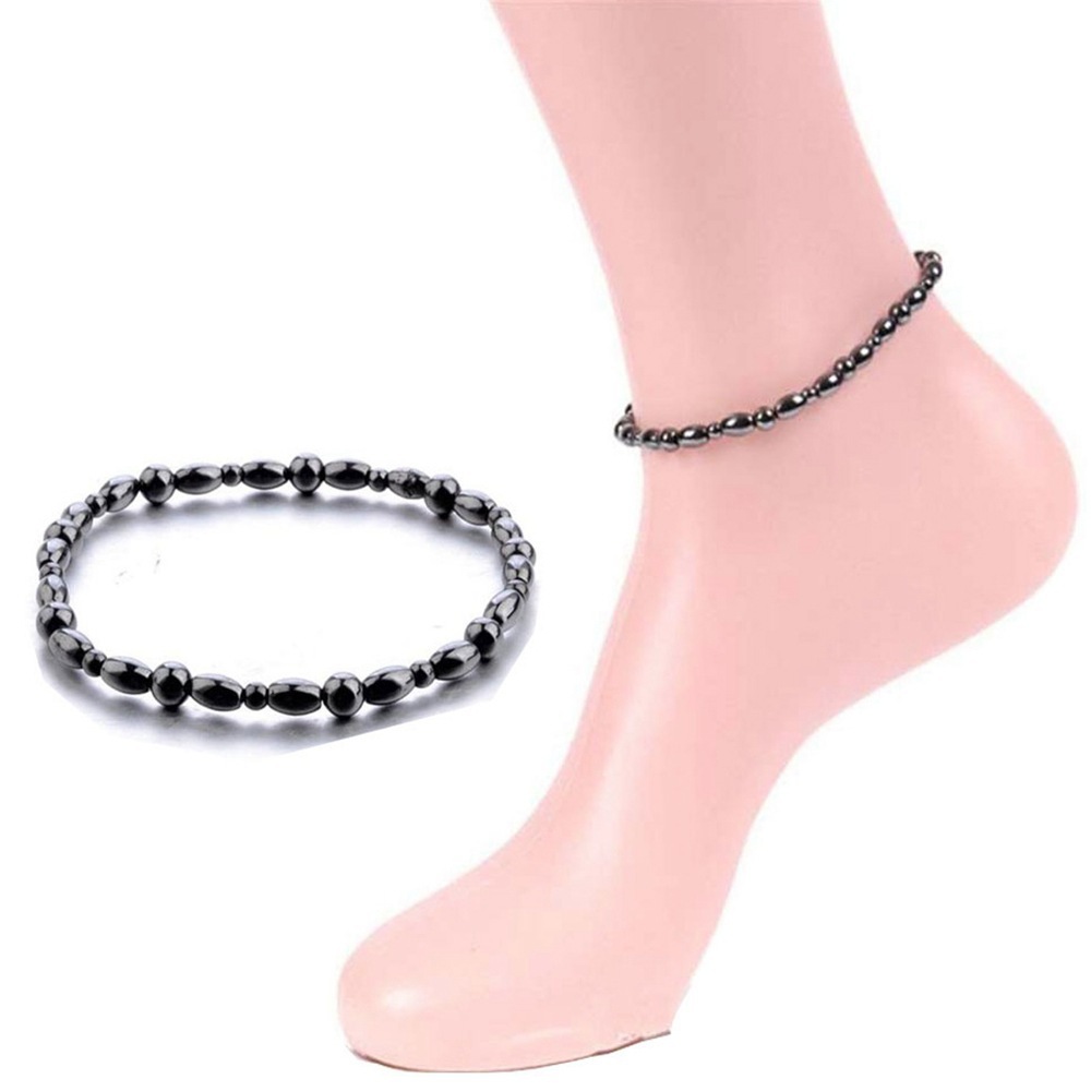 Slimming Magnetic Hematite Anklet Bracelet Energy Healing Anklets Fit Slimming Balance Root Chakra Aabsorbs Negative Energy，Relief Pain Hematite Ankle