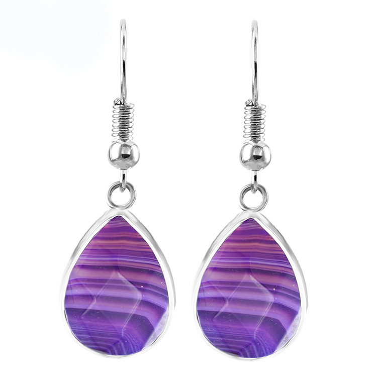 Women Waterdrop Gemstone Earrings Healing Chakra Crystal Spiritual Energy Reiki Balancing Faceted Stone Ear Teardrop Jewelry