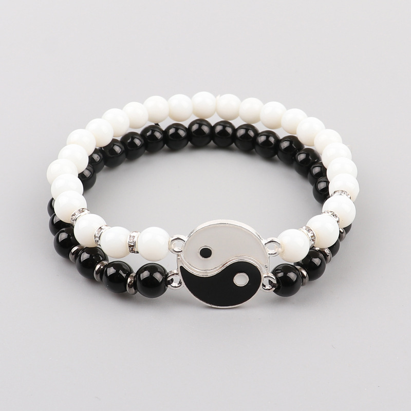 Best Friend Bracelets for 2 Matching Yin Yang  Attraction Distance Relationship Adjustable Bead for Bff Friendship Relationship Boyfriend Girlfriend V